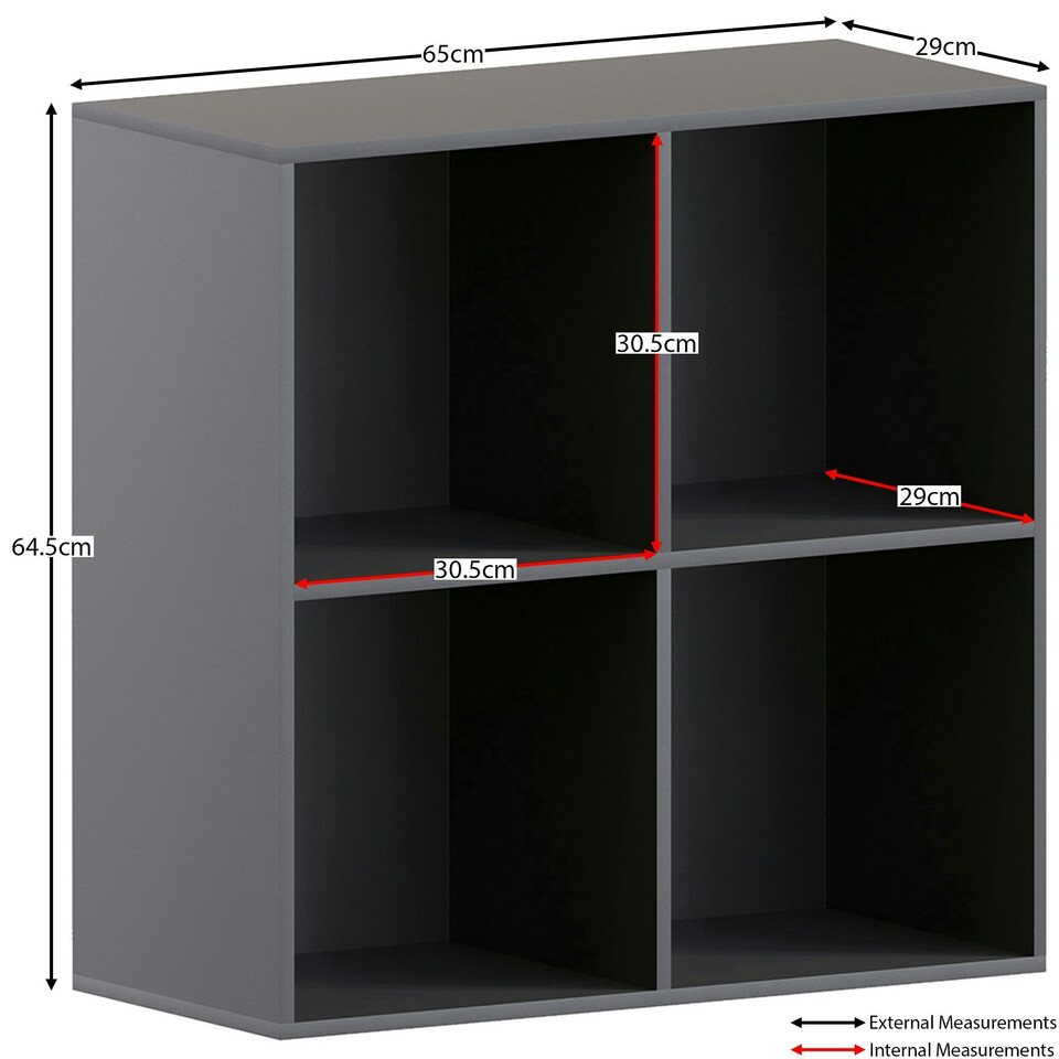 image 1 of Vida Designs Durham 2x2 Cube Storage Bookcase Display Unit, Black