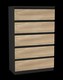 image 1 of Minimalist Chest of 5 Drawers 108.5x70x35 | Black | Black & Oak | 1