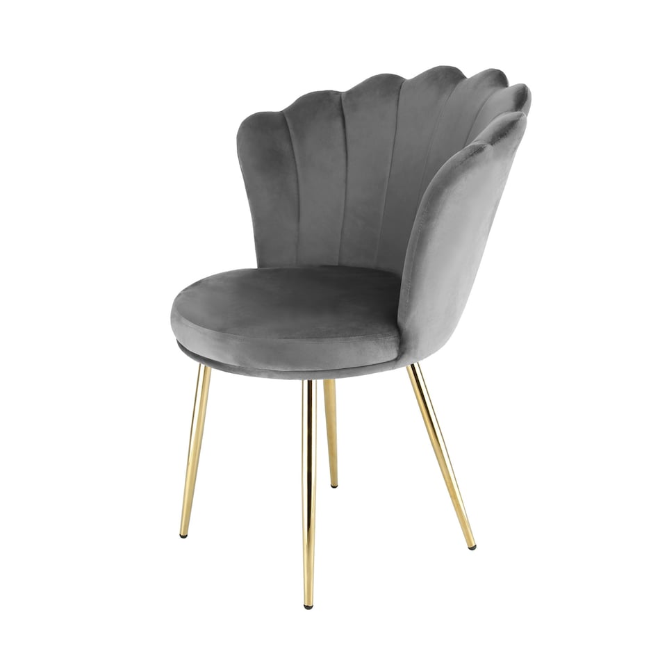image 1 of FREYA Petal Chair Velvet Upholstered Fabric - Grey Grey