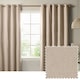 image 1 of Furn The Ultimate Blackout Textured Woven Eyelet Curtain Pair | Cream | Natural | 1