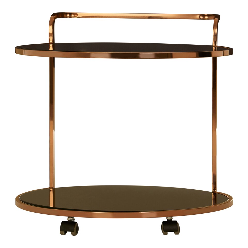 image 1 of Interiors by Premier Elegant 2 Tier Gold Finish Drinks Trolley, Functional Bar Trolley, Easy Mobility Drinks Trolley