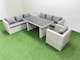 image 2 of Fimous Patio Garden Furniture Sets with Black Glass Top Dining Table 3 Seater Sofa Armchair Side Table Light Grey