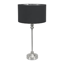 ValueLights Maggie Chrome Candlestick Table Lamp Black Chrome Shade | Black