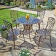 image 3 of Brown Bistro Set Outdoor Garden Patio Lattice Table and 4 Chairs Aluminium Frame