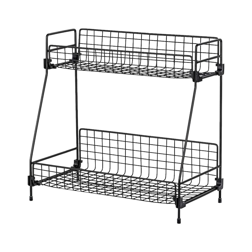 image 1 of Living and Home 2 Tiers Free Standing Storage Rack Organizer, Black
