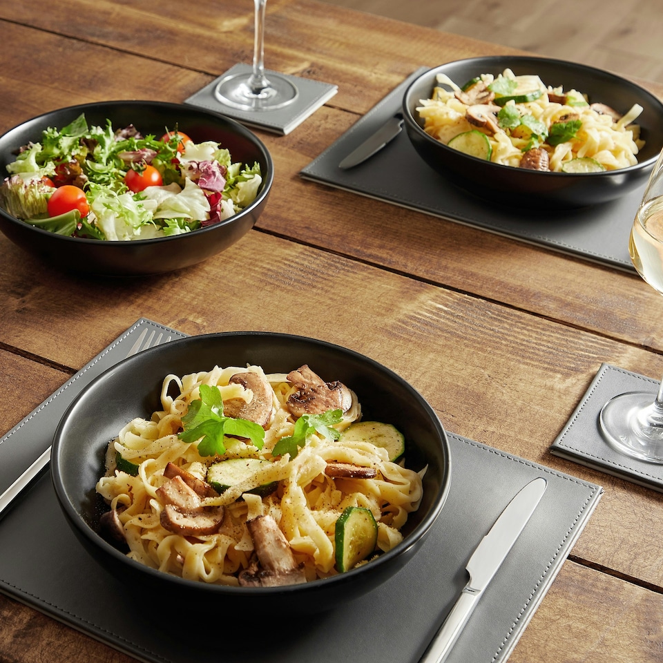 image 1 of VonShef Matte Black Pasta Bowl set, 4 Dishwasher & Microwave Safe Bowls