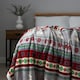 image 2 of BHS Christmas Stag Stripe Throw with Sherpa, Red | Grey | Grey | 1