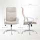 image 3 of HOMCOM Office Chair, Fabric Computer Desk Chair with High Back, Swivel Wheels, Armrest, Tilting Function, Height Adjustable for Home, Cream White | White
