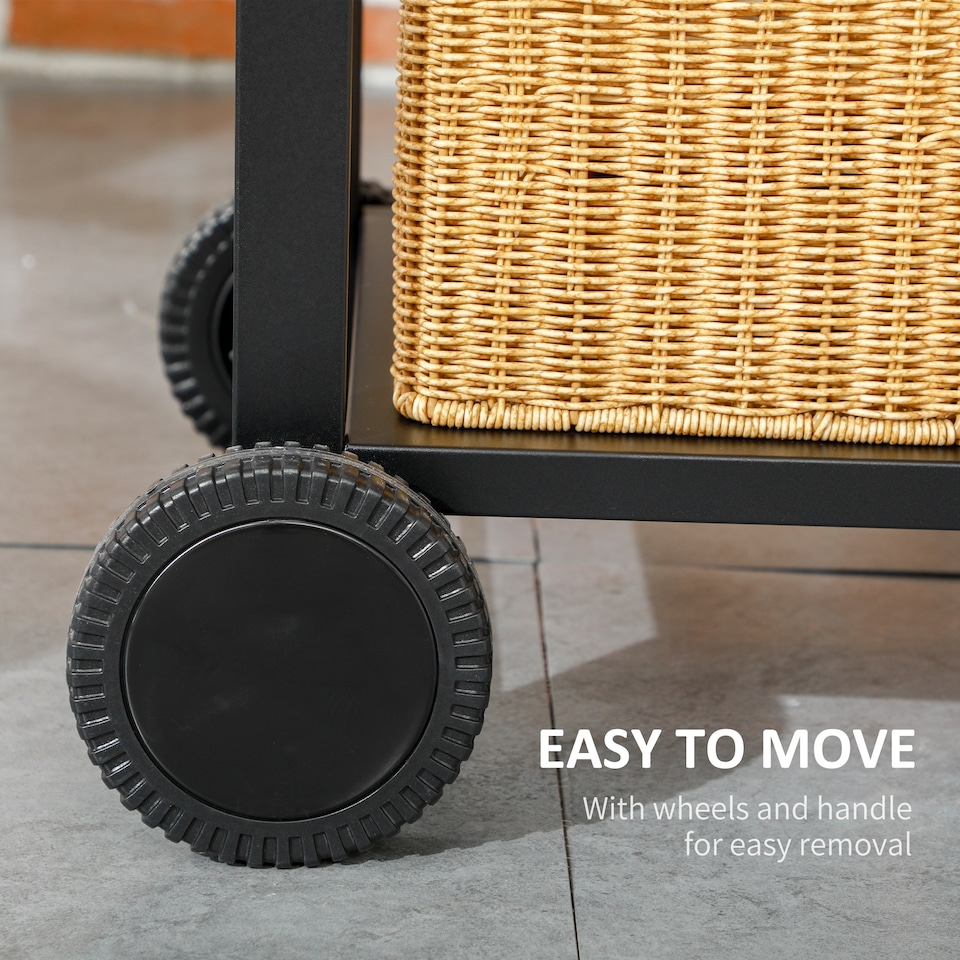 image 1 of Charcoal BBQ Grill Smoker Trolley with Shelves, Bottle Opener and Wheels