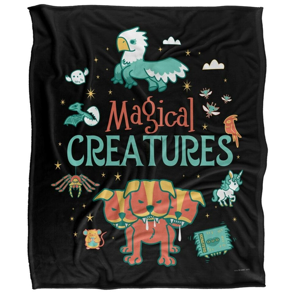 image 1 of Harry Potter Magical Creatures Chibi Blanket - Multicoloured - One Size