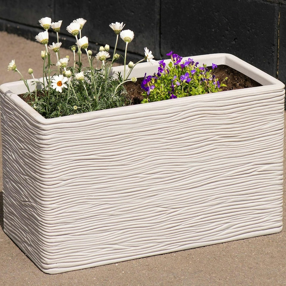 image 1 of 2 x Amalfi Trough Multipurpose Home Garden Patio Stone Effect Flower Planter N/A