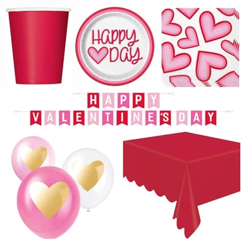 Retro Valentine Hearts 8 Person Deluxe Party Pack