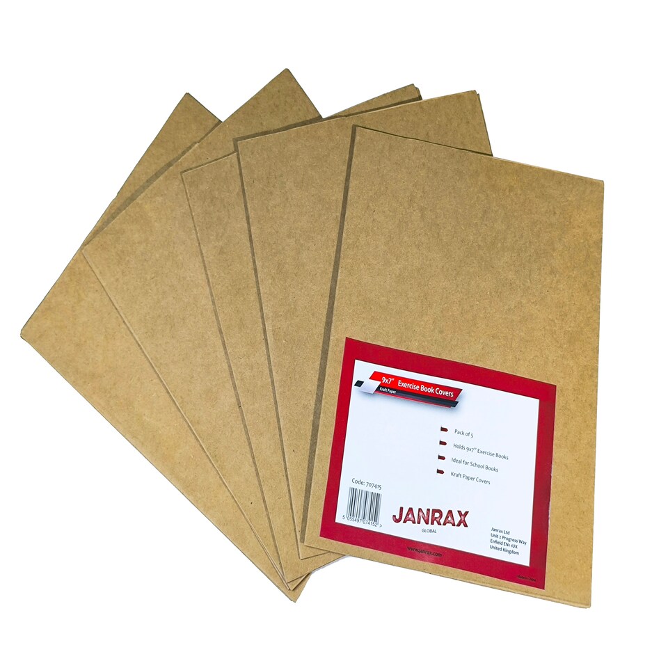 image 1 of Pack of 5 9x7" Kraft Paper Exercise Book Covers by Janrax