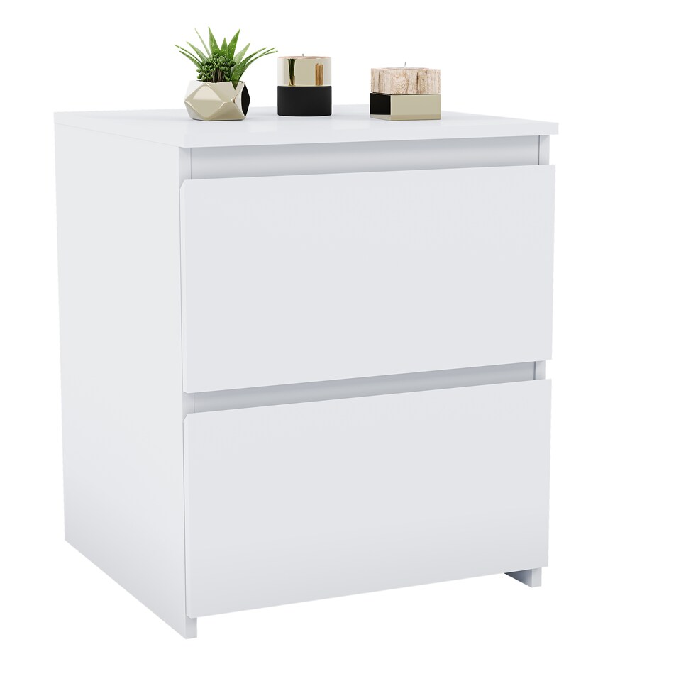 image 1 of Vida Designs Denver 2 Drawer Large Bedside Chest Cabinet Table Nightstand, White
