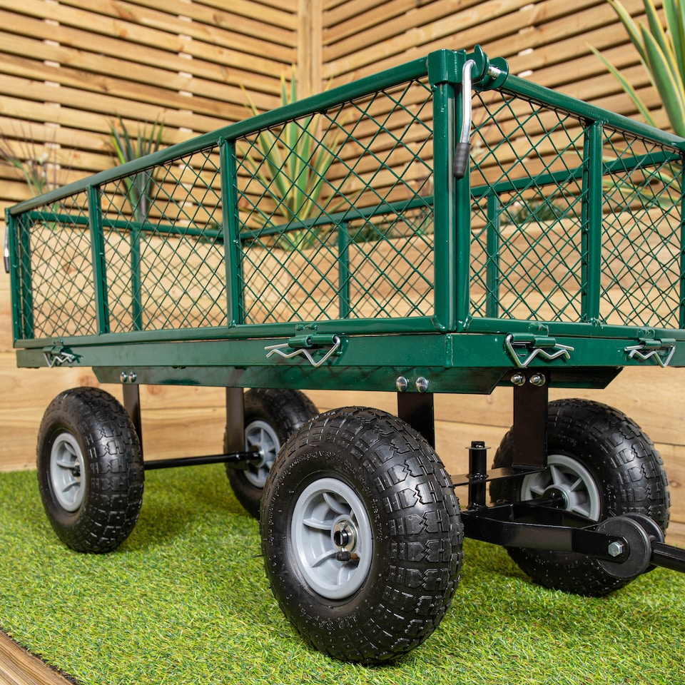 image 1 of Heavy Duty Green Metal Garden Festival Cart Truck Trolley Wheelbarrow