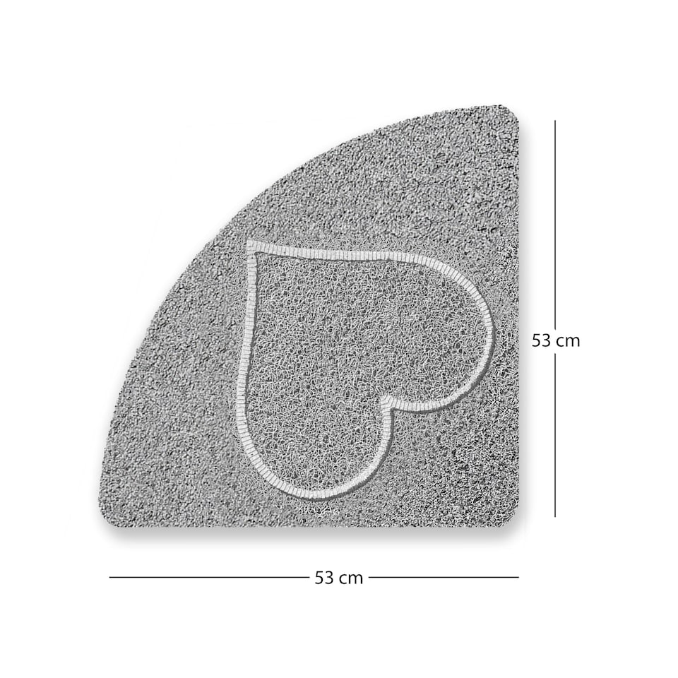 image 1 of Embossed Spaghetti Anti Slip Quadrant Shower Mat - Heart - 53cm | Grey | Grey | Quadrant 53x53cm