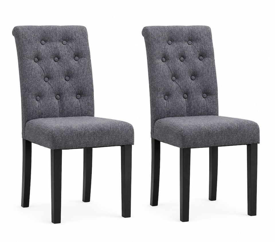 image 1 of MCC Direct Set of 2 Fabric Linen Button Back Kitchen Dining Chairs