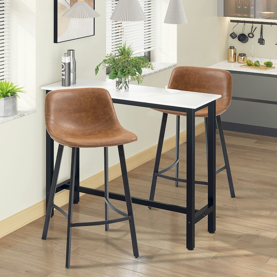 image 1 of HOMCOM Industrial Bar Stools Set of 2, Bar Chairs, Brown