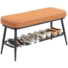 HOMCOM Shoe Bench, PU Leather Shoe Storage Bench for Entryway, Brown | Brown