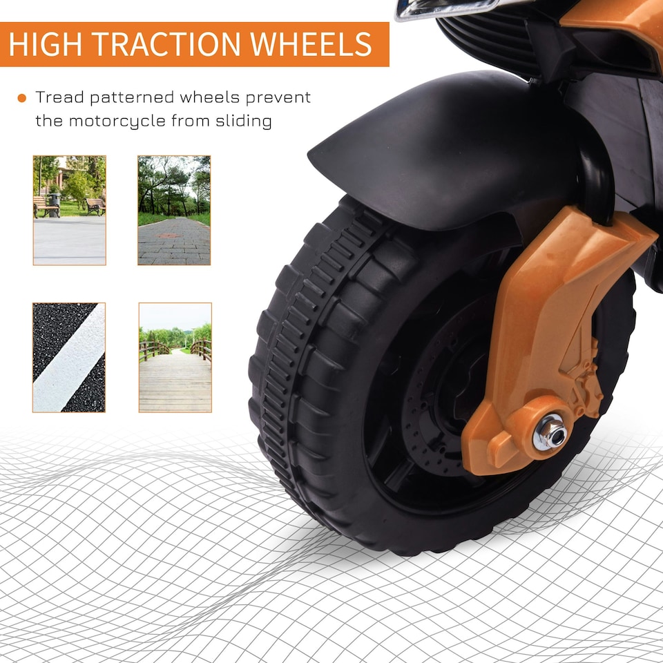 image 1 of HOMCOM Kids 6V Electric Motorcycle Ride-On Toy Battery 18 - 48 months Orange