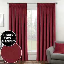 Luxury Enhanced Living Red Velvet, Supersoft, Blackout, Thermal Curtains with Tape Top (PAIR) - 90 x 90 inch (229x229cm)