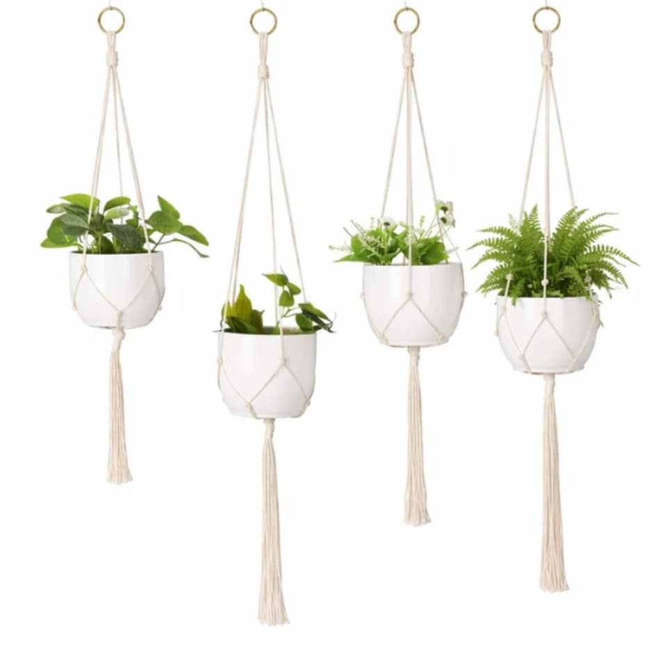 image 1 of Marco Paul 4pc Macrame Rope Plant Hanger Set
