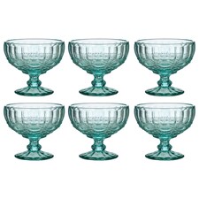 Set of 6 Vintage Turquoise Blue Glass Trifle Bowl and Dessert Bowls Wedding Decorations Ideas 300ml | Blue | Turquoise Blue | Medium | 6
