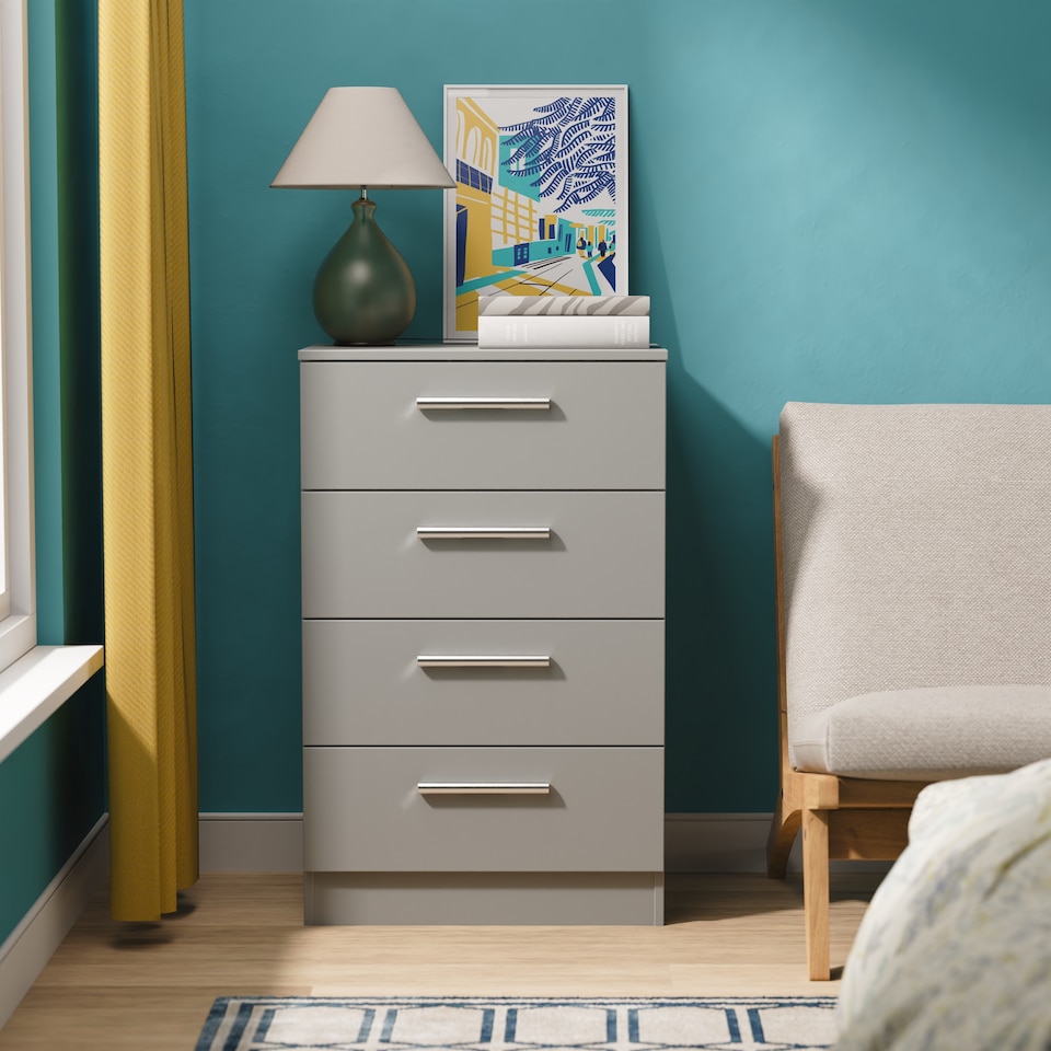 image 1 of Trent 4 Drawer Midi Chest of Drawers in Dusk Grey (Ready Assembled) | Grey | Dusk Grey