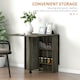image 4 of HOMCOM Mobile Drop Leaf Dining Table Folding Desk w/ 2 wheels Storage Shelves