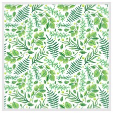 Mixed green leaves (Picture Frame) White | XL