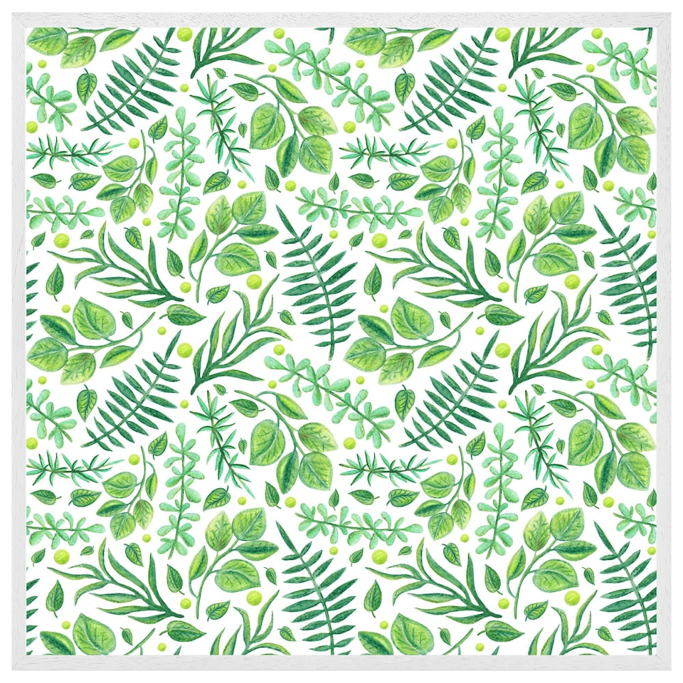 image 1 of Mixed green leaves (Picture Frame) White | XL