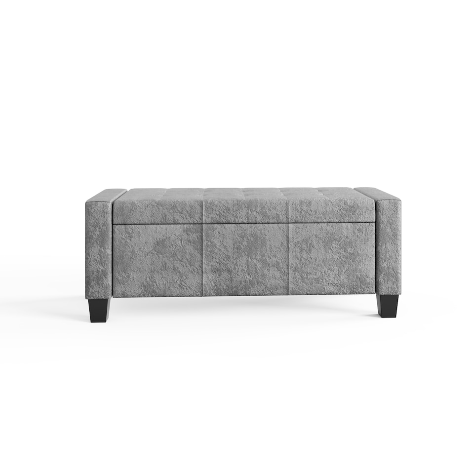 image 1 of Verona Ottoman Storage Bench | Grey | Crushed Velvet