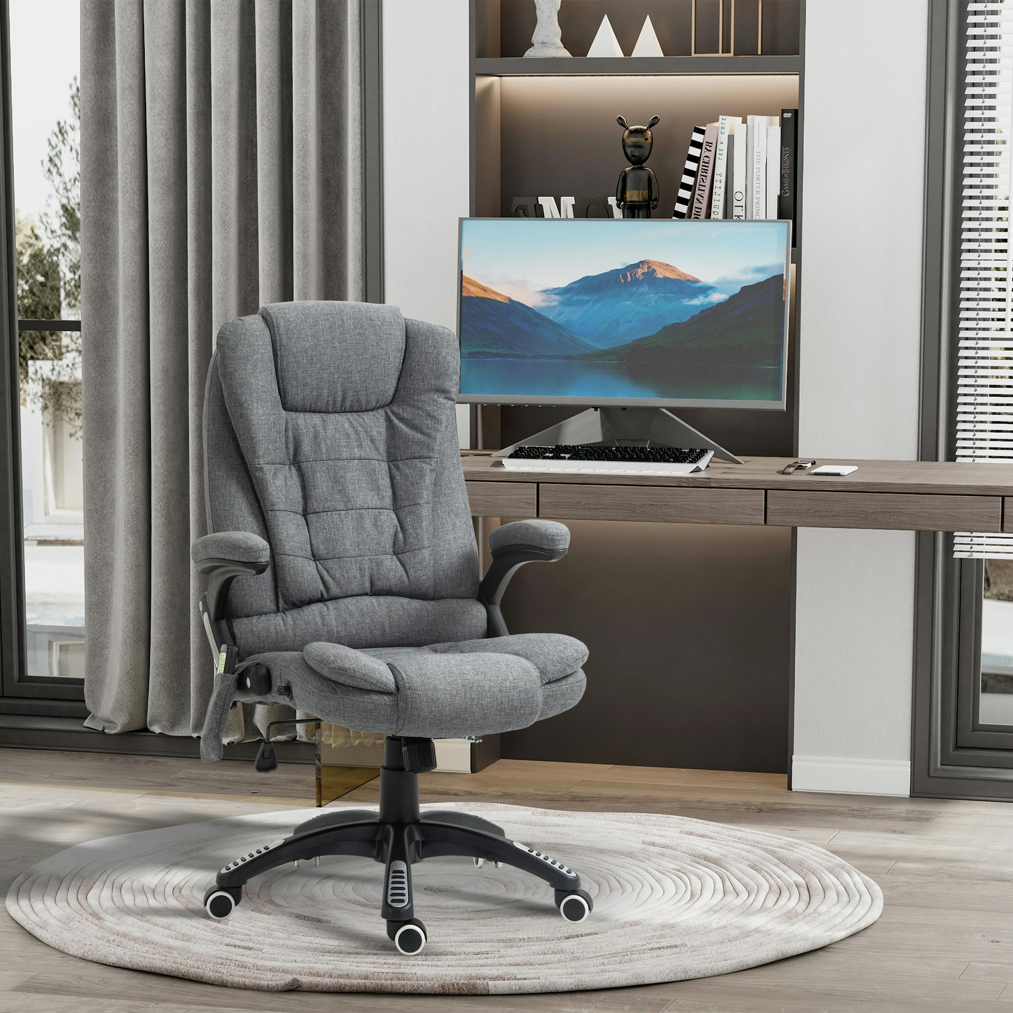 image 2 of Vinsetto Office Chair with Heating Massage Points, Relaxing Reclining, Grey