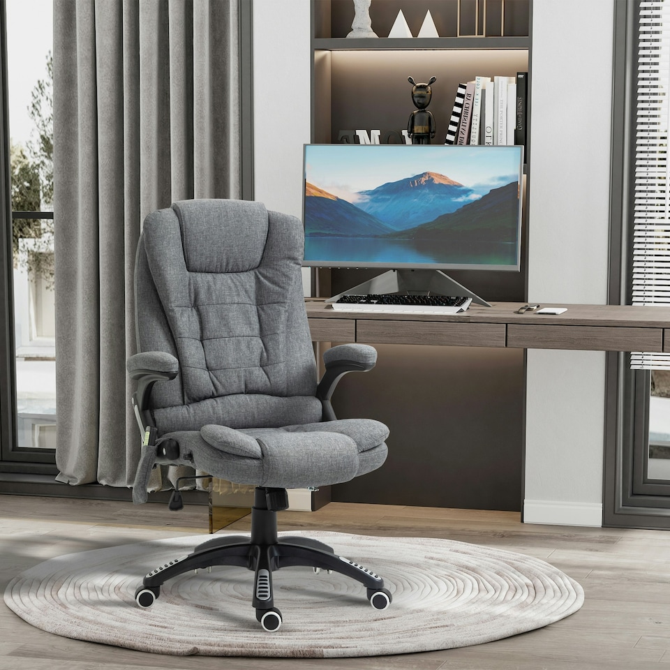 image 1 of Vinsetto Office Chair with Heating Massage Points, Relaxing Reclining, Grey