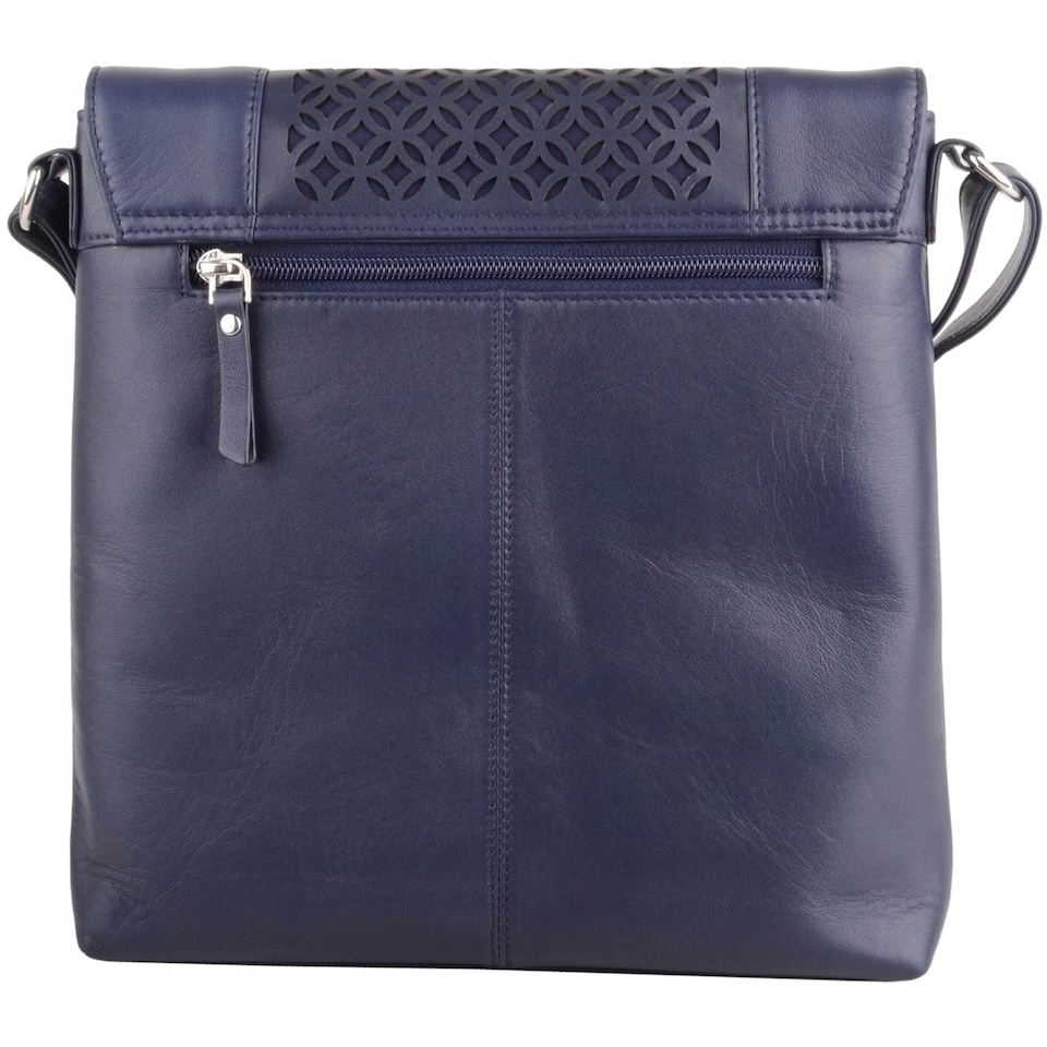 image 1 of Leather Magnetic Fastening Adjustable Strap Cross Body Shoulder Bag Blue | Navy