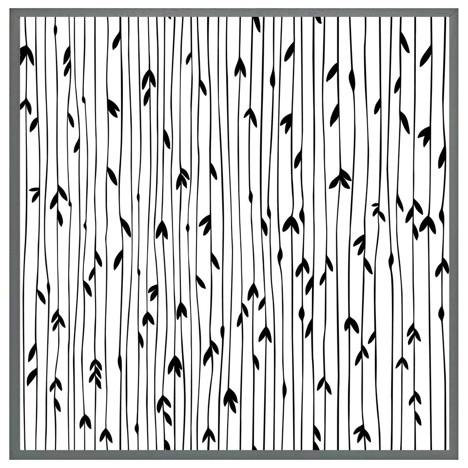image 1 of Sketchy leaves scattered on hand drawn lines on white background (Picture Frame) White | S