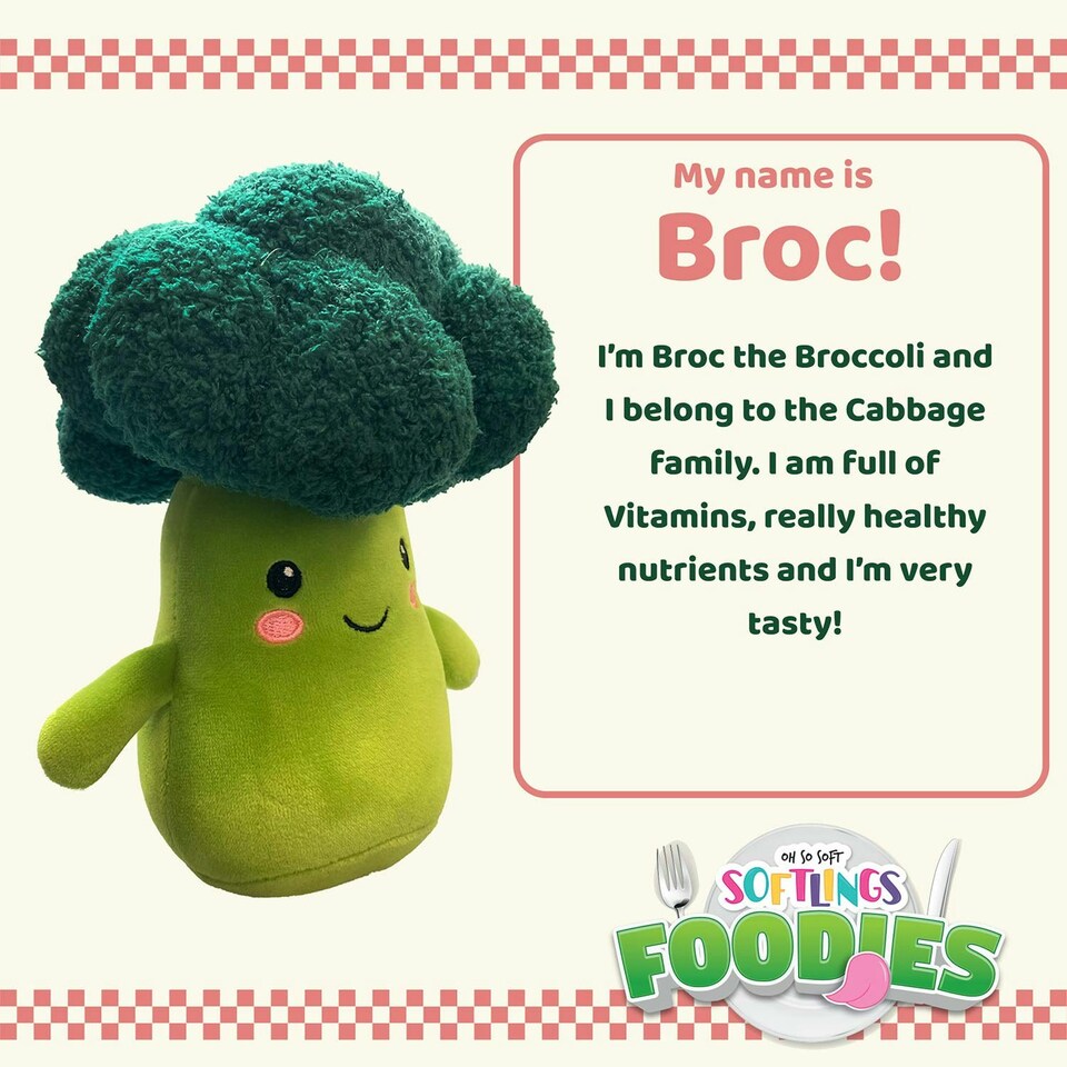image 1 of Broccoli Soft Toy Food Themed Cute Plush Cuddly Yummy Soft Fluffy 16cm Green
