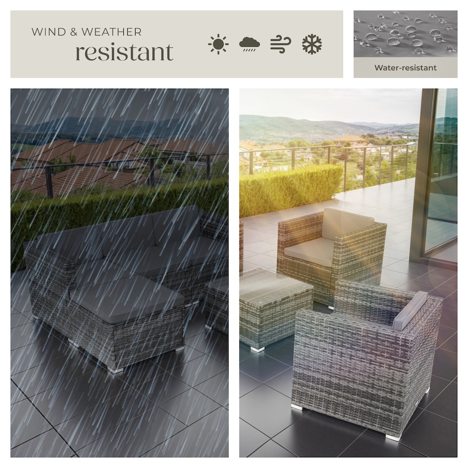 image 1 of Garden Furniture Set Lignano - modular outdoor sofa, 2 armchairs, coffee table | Grey | grey | 179 x 150 x 65 cm | 1