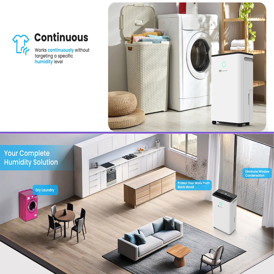 image 1 of 12L​/Day Dehumidifier ​for Home, Automatic Humidity Sensor