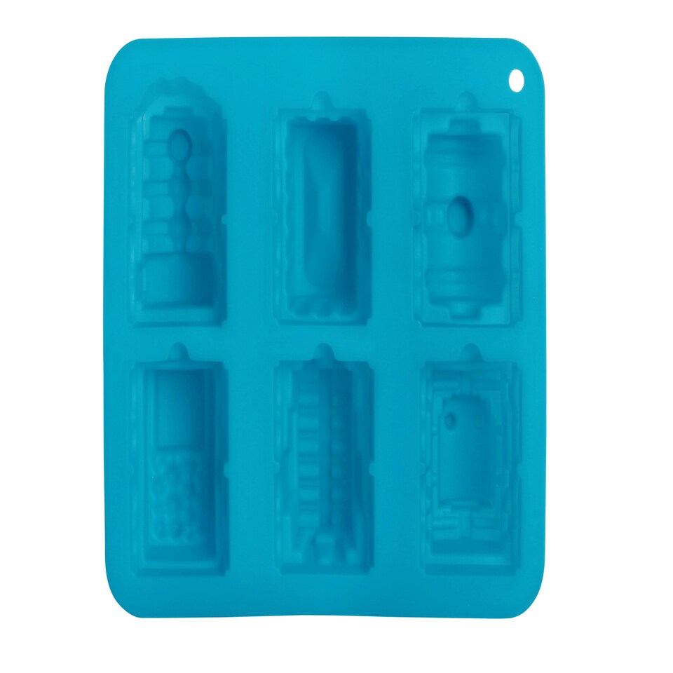Interiors By Premier Durable Silicone Cake Mould 6 Train Design Peony, Heat Resistant Silicone Mould, Non Stick Baking Mould Blue