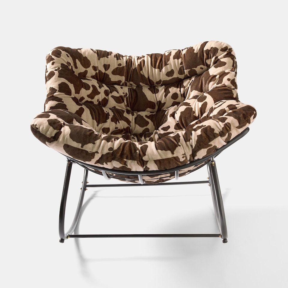 image 1 of OHS Printed Fleece Rocking Chair Upholstered Metal Frame Cushioned