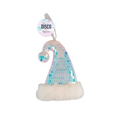 Iridescent Disco Ball Santa Hat Christmas Hanging Decoration 15cm