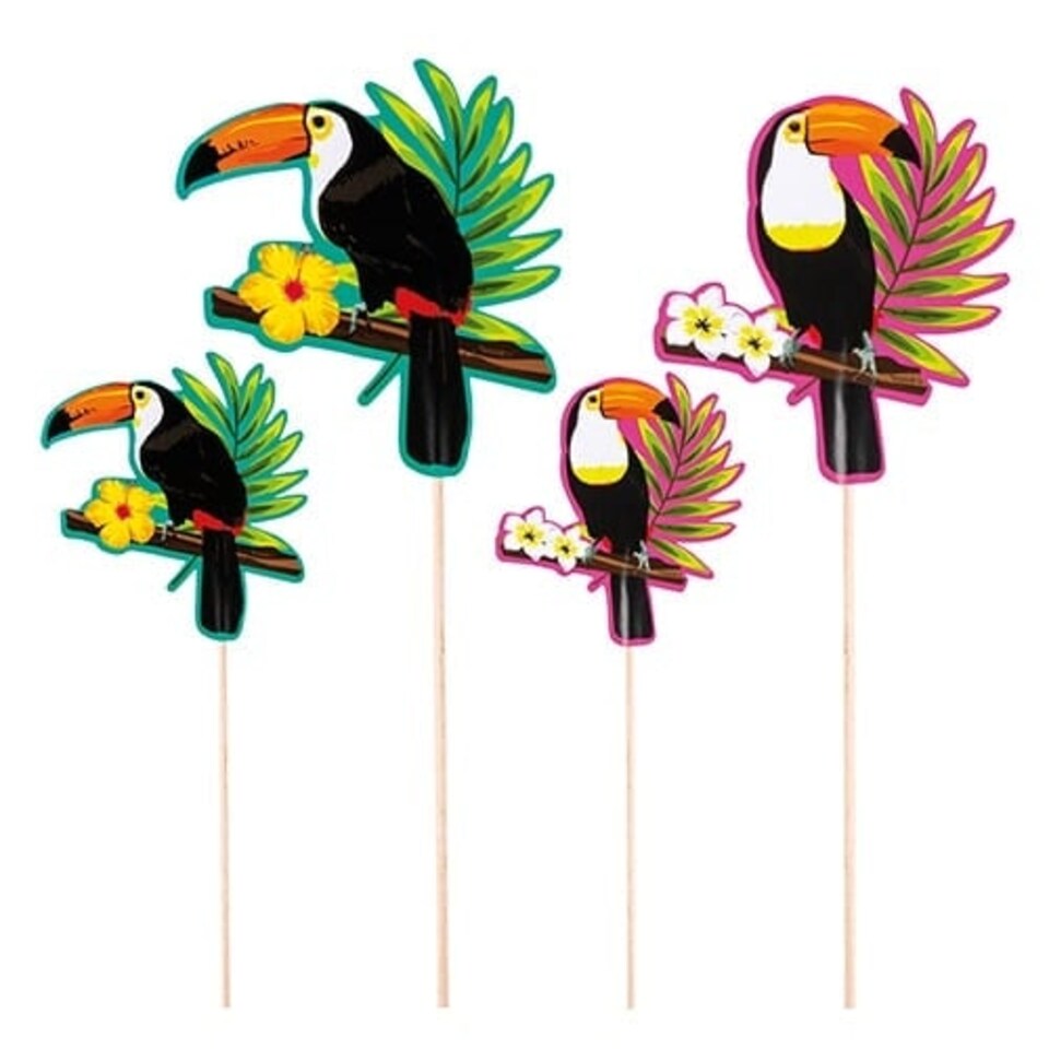 Toucan Hawaiian Cocktail Sticks - Pack of 4