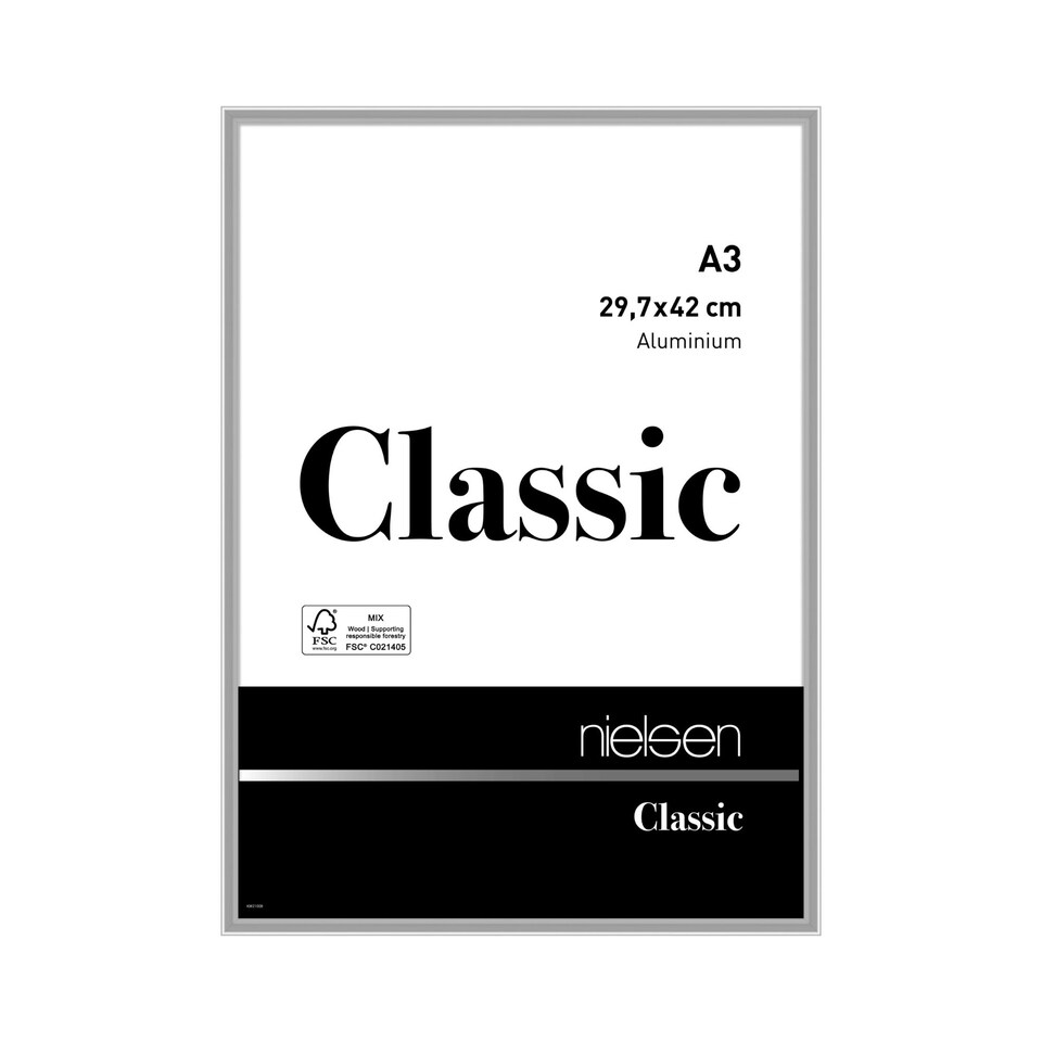 image 1 of Nielsen Classic Aluminium Picture Frame - Real Glass - Polished Silver - A3 (29.7 x 42cm)