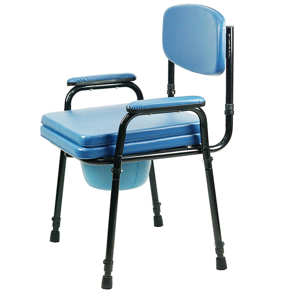 image 1 of Padded Steel Commode Toilet Chair And Pan Height Adjustable Seat disability Aid