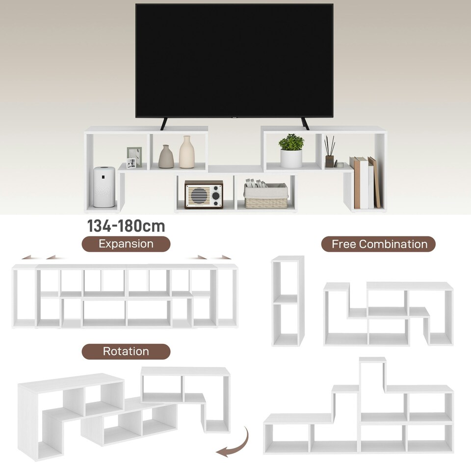 image 1 of HOMCOM TV Unit for TVs up to 75 Inches, Free Combination TV Stand, White