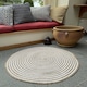 image 1 of CHAKKAR PALE Stripe Round Beige Hall Rug - Jute - L90 x W90 White