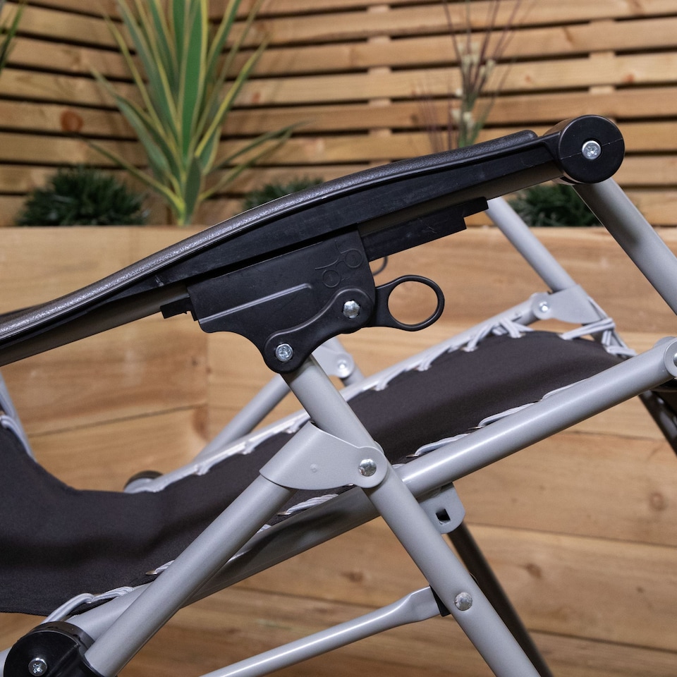 image 1 of Multi Position Garden Gravity Relaxer Chair Sun Lounger in Black & Silver