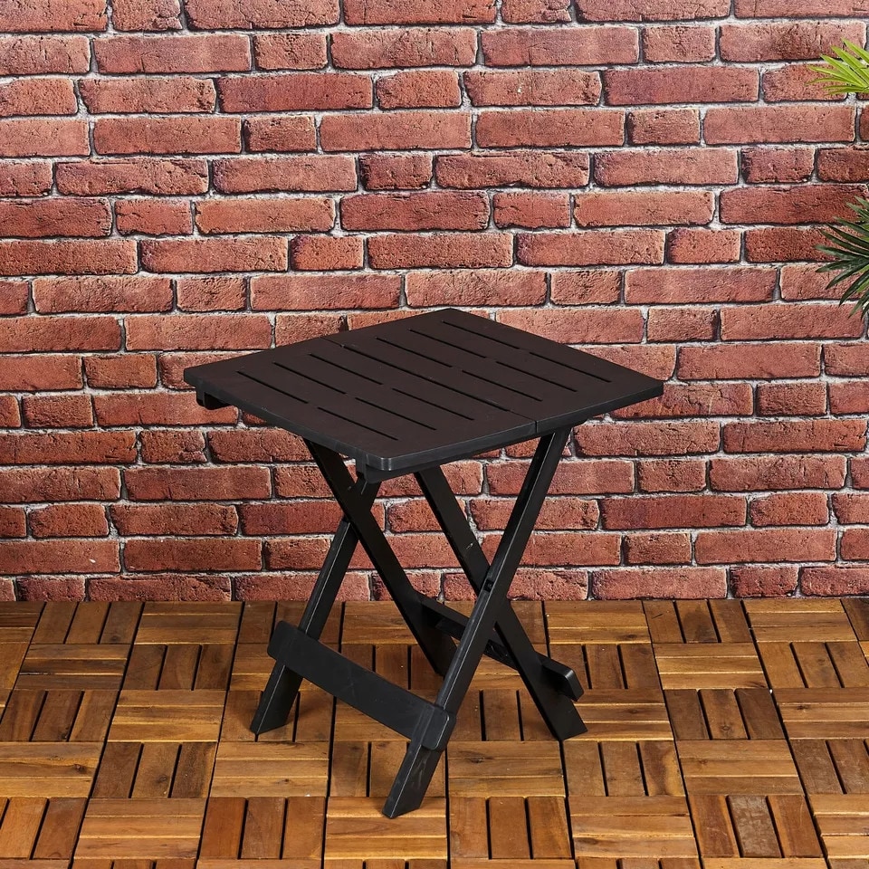 image 1 of Small Foldable Collapsible Garden Patio Camping Table | Black | 1