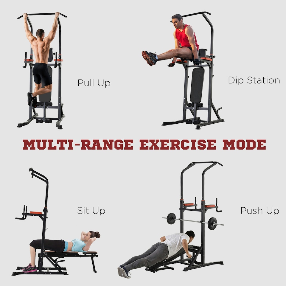 image 1 of HOMCOM Adjustable&Folded Dip Stands Multi-Function Pull-ups Sit-ups Fitness tool